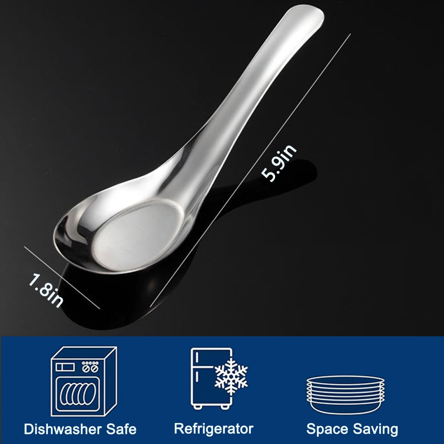 6Pcs Stainless Steel Spoons,Table Soup Spoon, Set of 6 Dinner Spoons for Home, Kitchen, or Restaurant Flatware Set