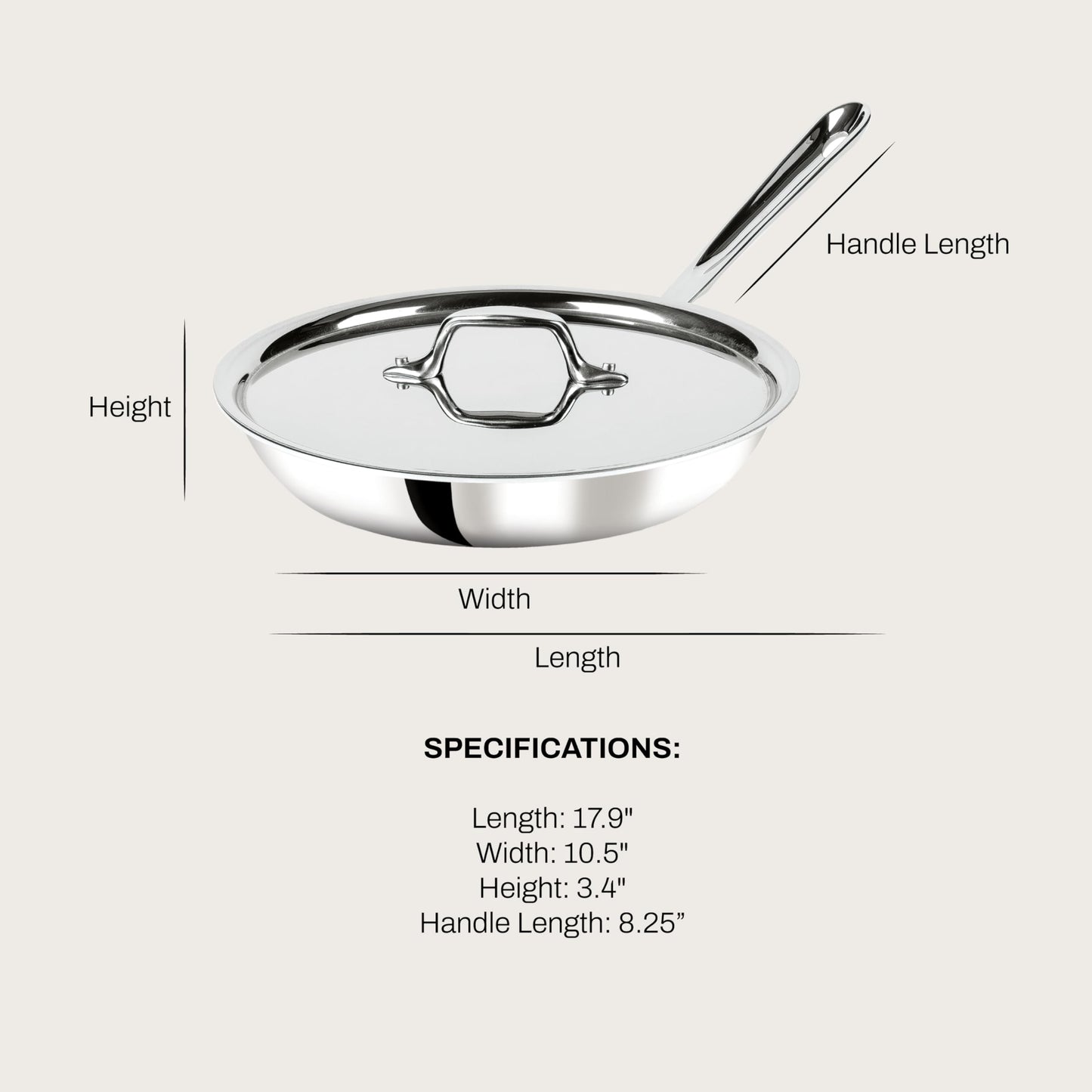 All-Clad D3 3-Ply Stainless Steel Fry Pan With Lid 10 Inch, Induction Compatible, Oven Broiler Safe 600F, Fast and Even Heat, Pots and Pans, Cooking Frying Pan, Skillet, Kitchen, Cookware, Silver