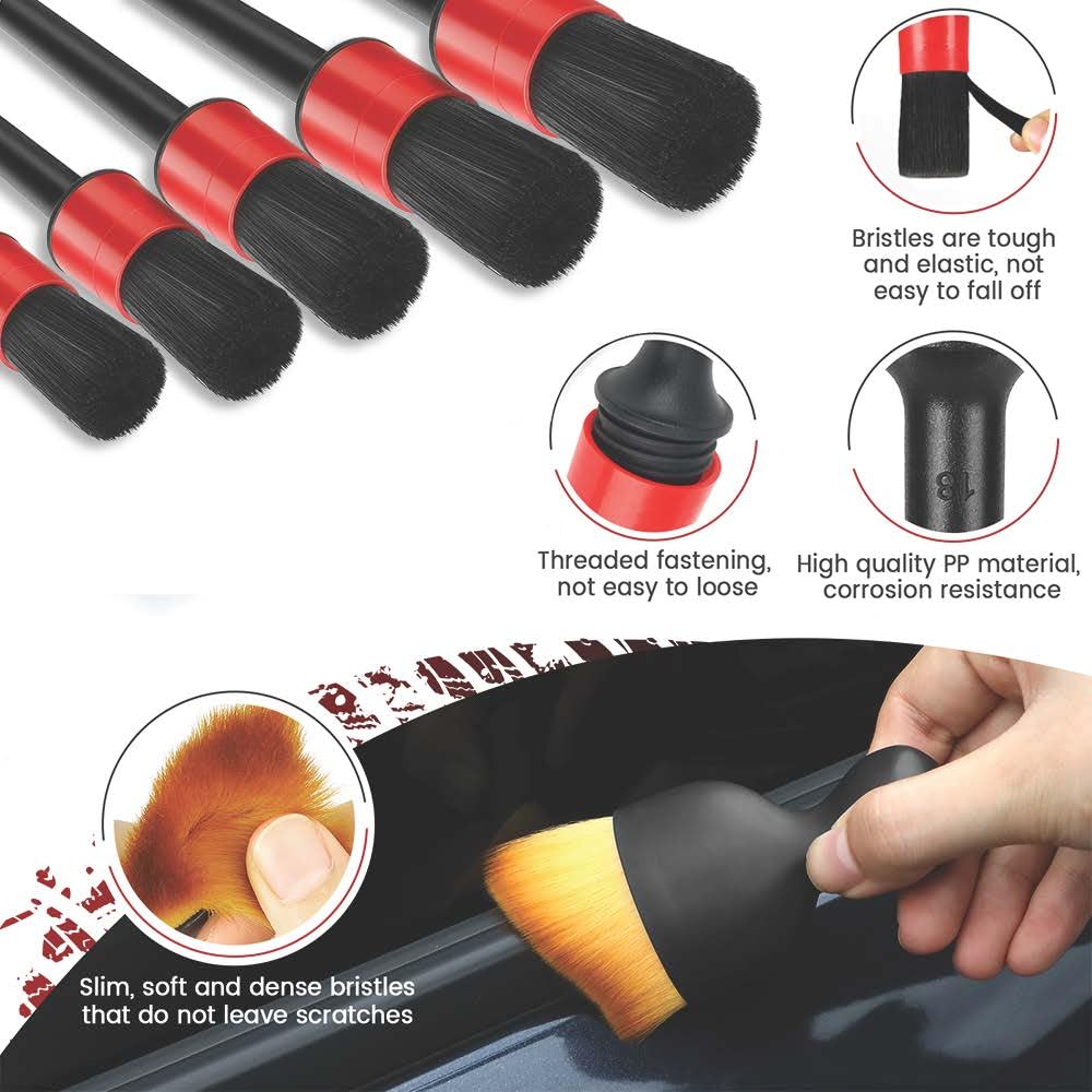 Aptleou Car Detailing Brush Set, 11Pcs Car Detailing Kit Includes Car Interior Detailing Brushes, Car Wheel & Tire Brush for Rim Cleaner, Car Cleaning Brush for Dust, Engine Brush, Air Vent Brush