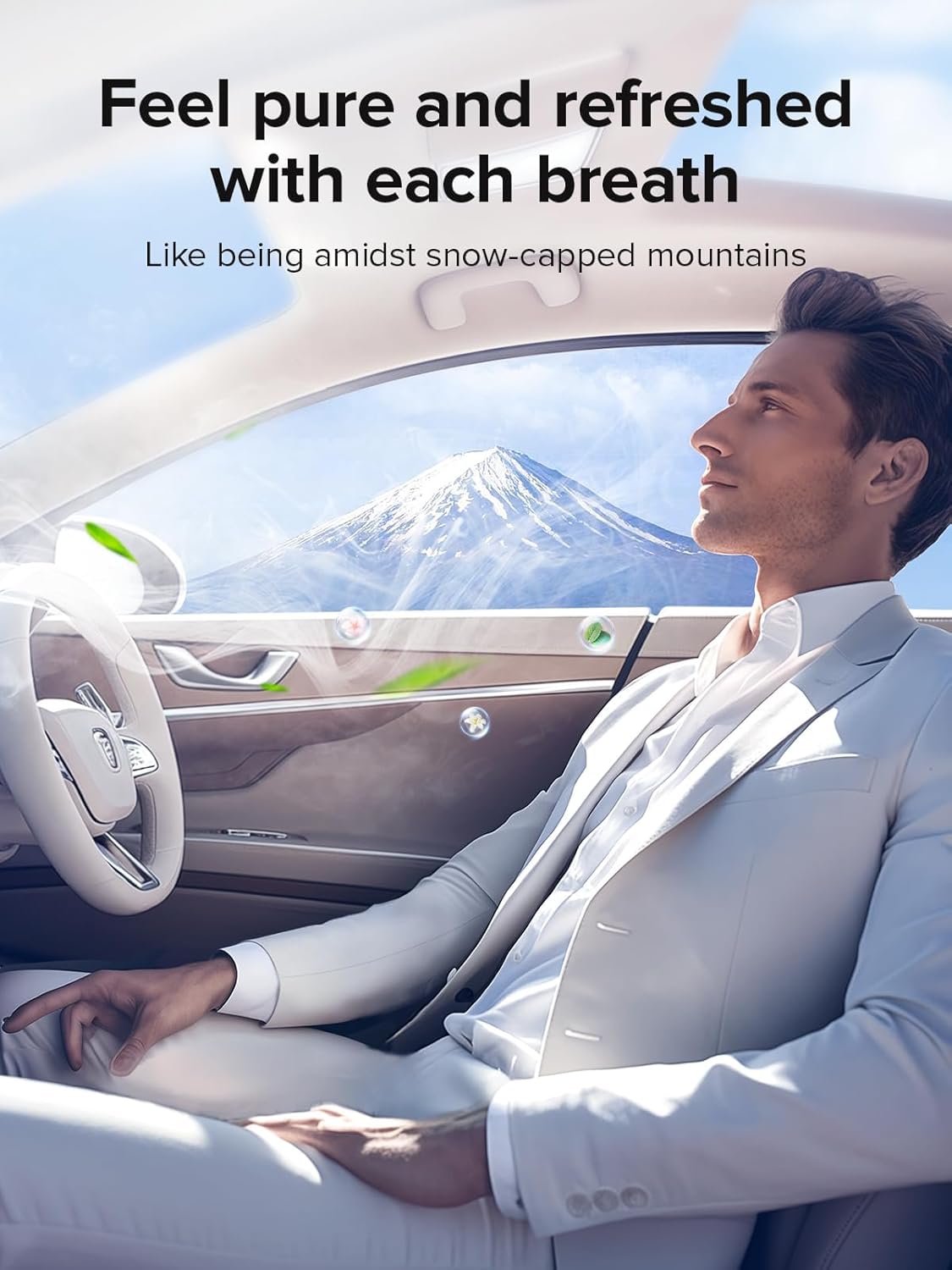 Ceeniu Smart Car Air Fresheners, Premium Scenic Fragrance Car Freshener, Auto On/Off, Adjustable Intensity, Sandalwood Cologne & Cherry Blossom Lasts for 4 months, 2025 New CF8 Automotive Diffuser