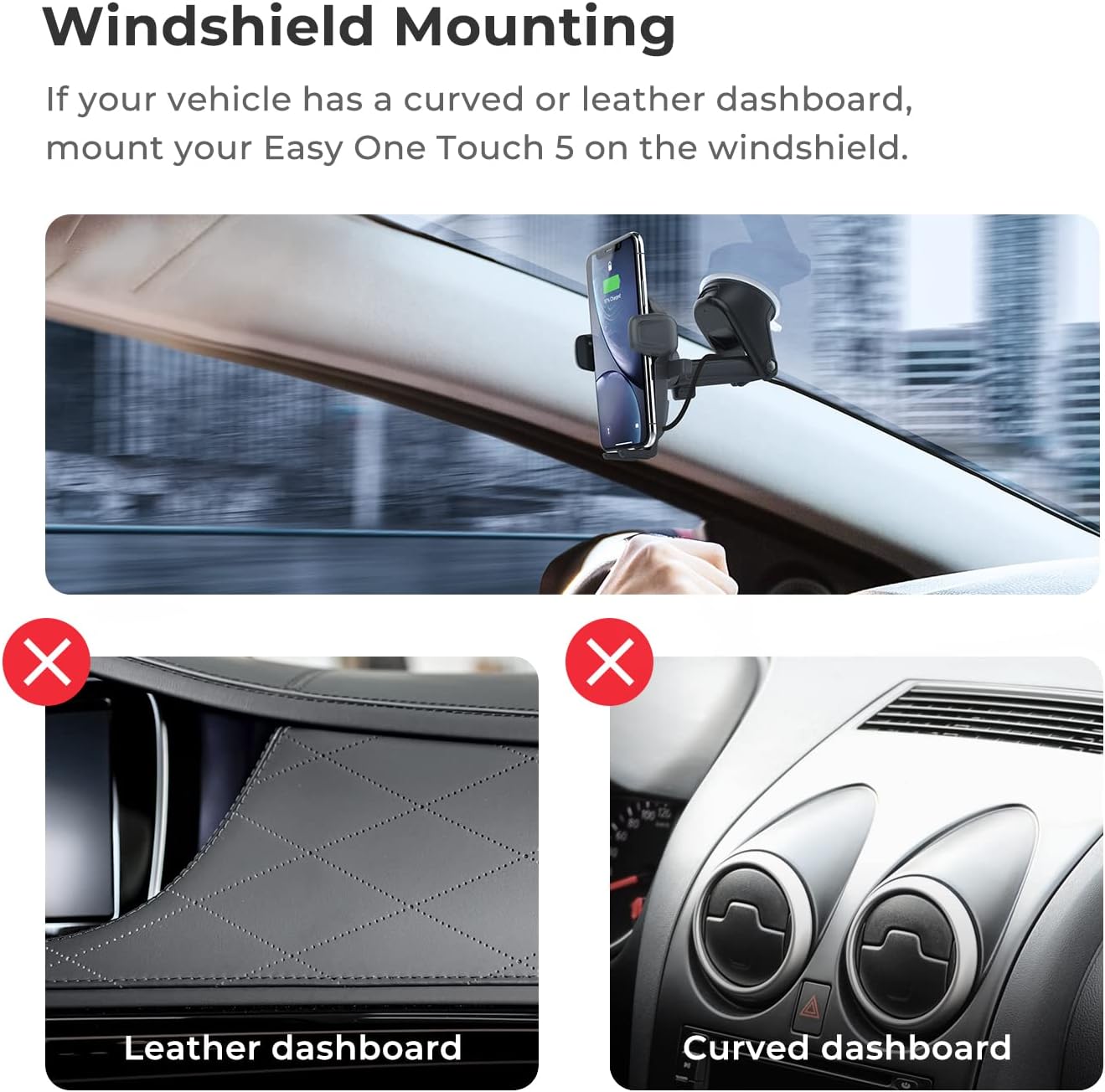 iOttie Car Charger Easy One Touch Wireless 2 Qi Charging Dashboard Phone Mount for iPhone, Samsung Galaxy, Huawei, LG, Smartphones