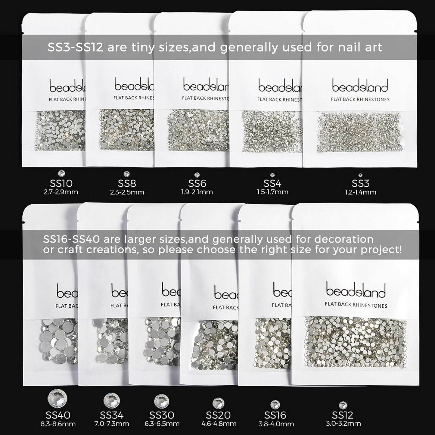 beadsland Flat Back Crystal Rhinestones Round Gems, Orange (6.4-6.6mm) SS30/288pcs
