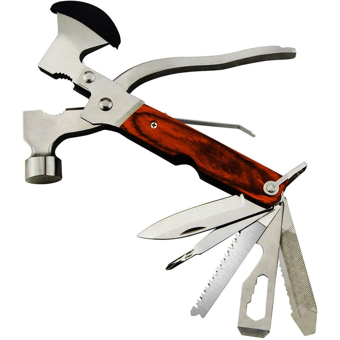Multitool Camping Accessories Gifts for Men Dad, 18 in 1 Survival Compact Hatchet Multi Tools with Knife Axe Hammer Saw Screwdrivers Pliers Bottle Opener for Hunting Hiking Fishing