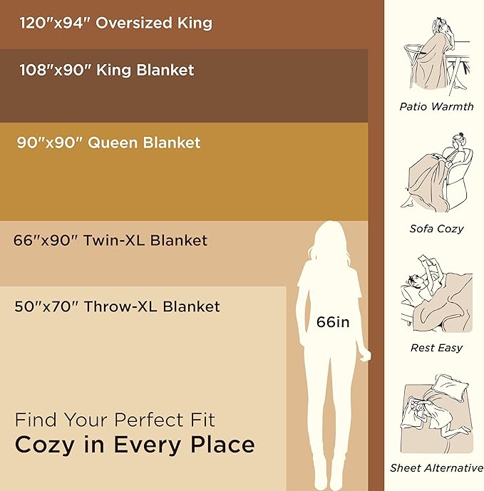 Bedsure 100% Cotton Blanket Twin XL Size for Bed - Breathable and Lightweight, Soft Cozy Textured Herringbone Woven Blanket for Summer Spring, Tan, 66x90 inches