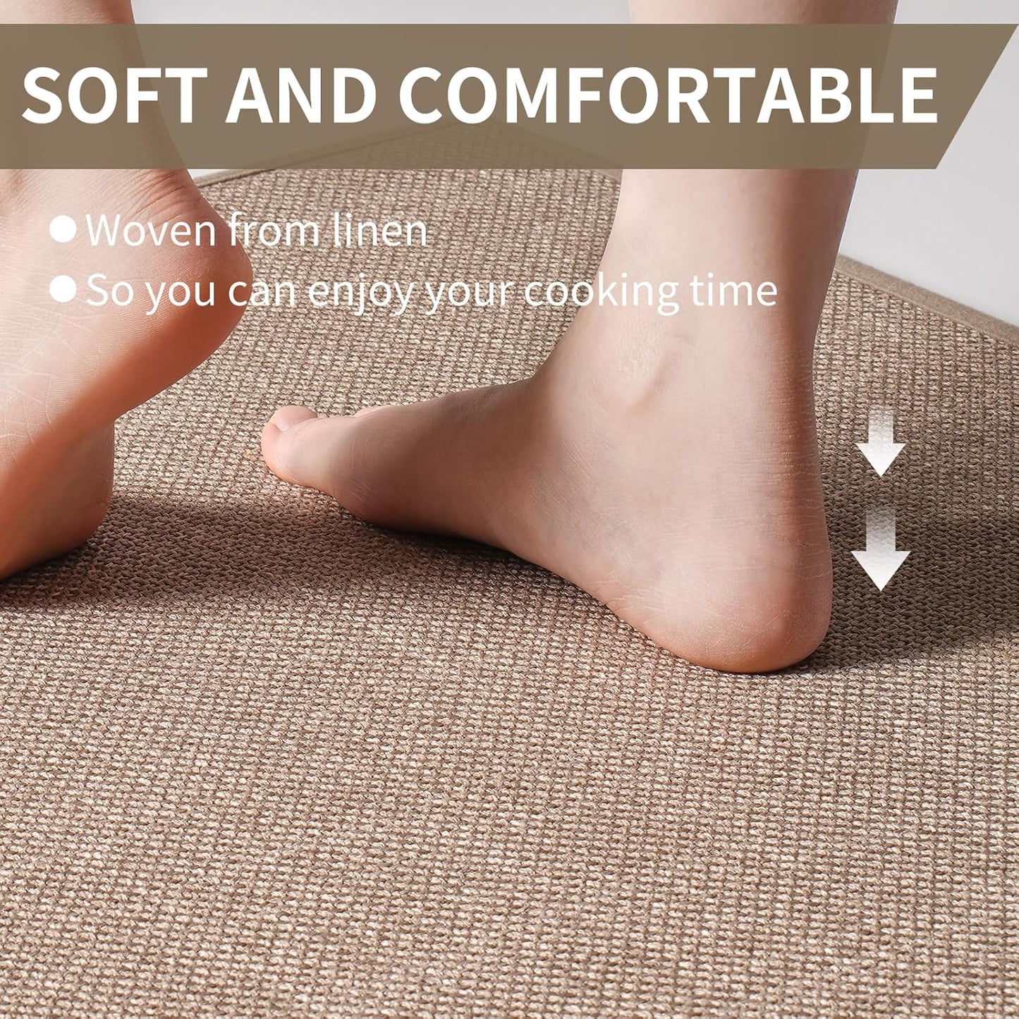 Kitchen Mat Set of 2 PCS, Cushioned Non Slip Rugs for Kitchen Floor, Absorbent Runner Comfort Standing Mats Washable for Kitchen,Floor,Office, Home (Brown 17x30+17x59)