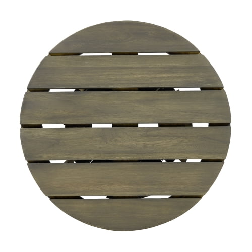 Outdoor Acacia Wood Patio Side Table, Round Coffee Table for Backyard, Lawn, Balcony,Grey Finish