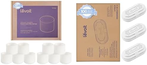 Bundle of LEVOIT 10-Pack Top Fill Humidifier Replacement Filters and 3-Pack Humidifier Water Softener, Demineralization Cartridge