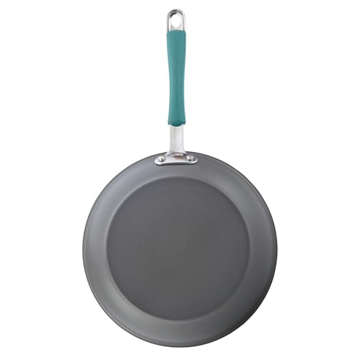 Rachael Ray Cucina Hard Anodized Nonstick Cookware Pots and Pans Set, 12 Piece, Gray with Blue Handles