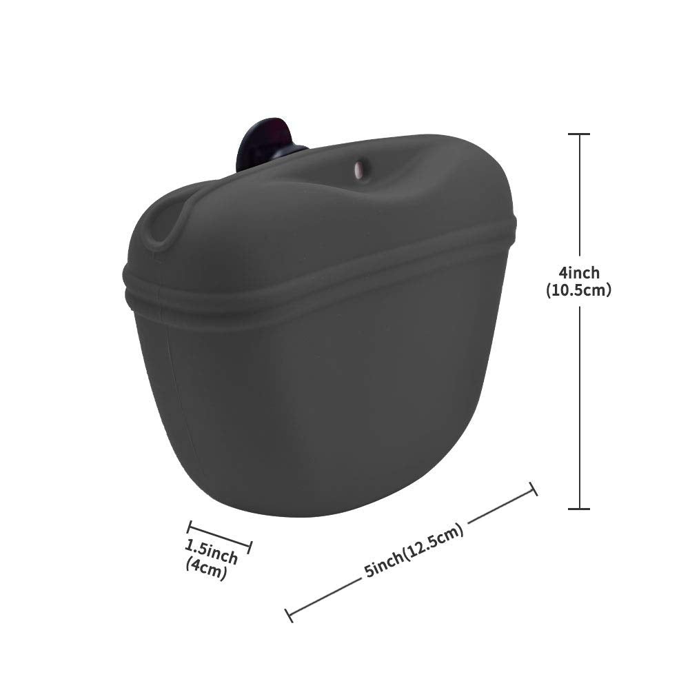 AUDWUD Silicone Dog Treat Pouch,With Dog Training Clicker,Clip on Portable Training Container,Convenient Magnetic Buckle Closing and Waist Clip