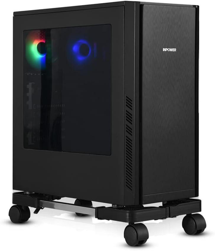 YOSE Computer Tower Stand, Adjustable Mobile CPU Stand with Rolling Caster Wheels, Premium PC Tower Stand Holder for Floor Carpet Gaming PC Case