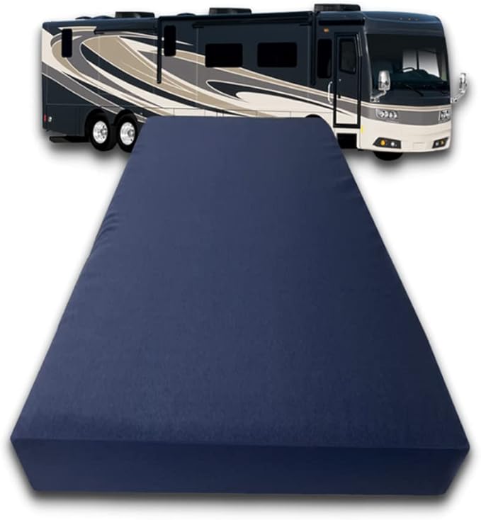FoamRush 6-Inch Bunk (42" x 80") Gel Memory Foam RV Mattress Replacement with Canvas Navy Cover, Medium Firm, Made in USA, Camper Trailer, Removable Water-Resistant Outdoor/Indoor Cover w Zip