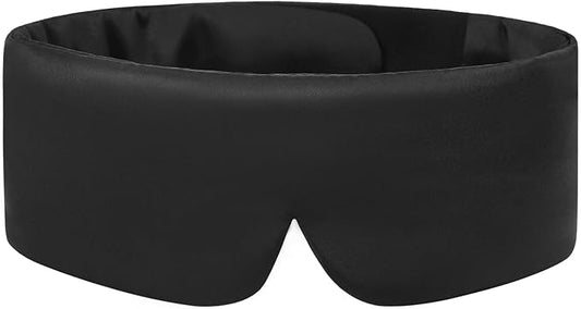 ALASKA BEAR Wraparound Style Silk Eye Mask, Wide Headband and Large Coverage Sleeping Mask for Full Blackout, Pitch Black