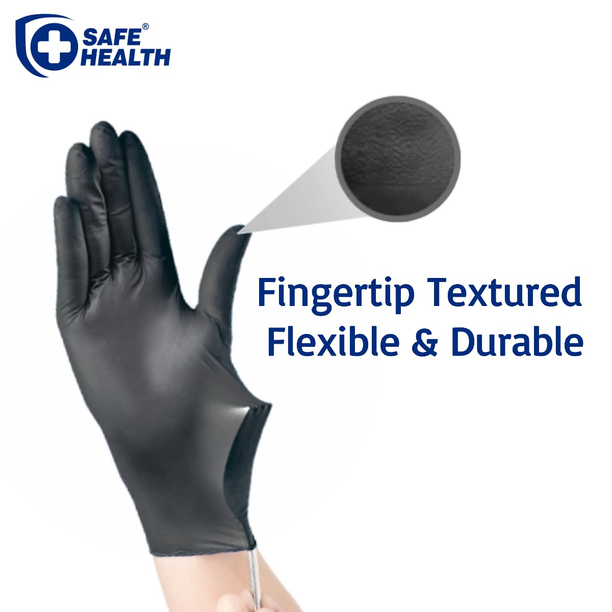 Safe Health HD Industrial Nitrile Black Disposable Gloves, Heavy Duty, 5 Mil, Case of 1000, Small, Latex Free, Powder Free, Oil Grease Resistant, Automotive, Mechanic, Maintenance