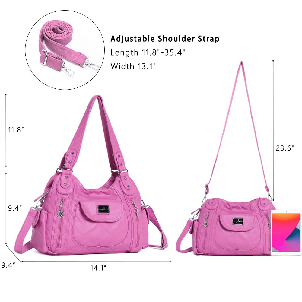 Angel Kiss Purses for Women, Large Shoulder Bag Hobo Tote Purse Mutipocket Faux Leather Satchel Hobo Purse