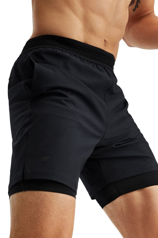 Fabletics Men's The Fundamental Short (Lined), Workout, Running, Training, Gym, Yoga, Ultra Lightweight, Athletic, 9" Inseam, XS, Black
