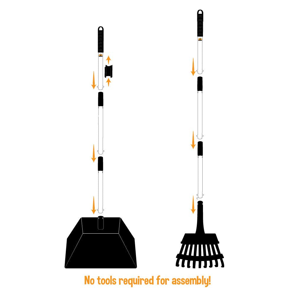 Bodhi Dog Pooper Scooper for Large Dogs - Heavy Duty Metal Poop Scoop w/Long Handle Tray & Rake - Dog Poop Scooper for Yard, Grass, Street, Gravel & Outdoor Areas - Pet Waste Cleanup Tool