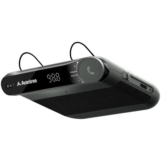 Avantree Roadtrip - Car Bluetooth Speaker & Wireless FM Transmitter Kit 2-in-1 for Streaming Cell Phone Audio to Car Speaker with Hands-Free 6W Speakers, Built-in Mic, and Long 22hr Playtime