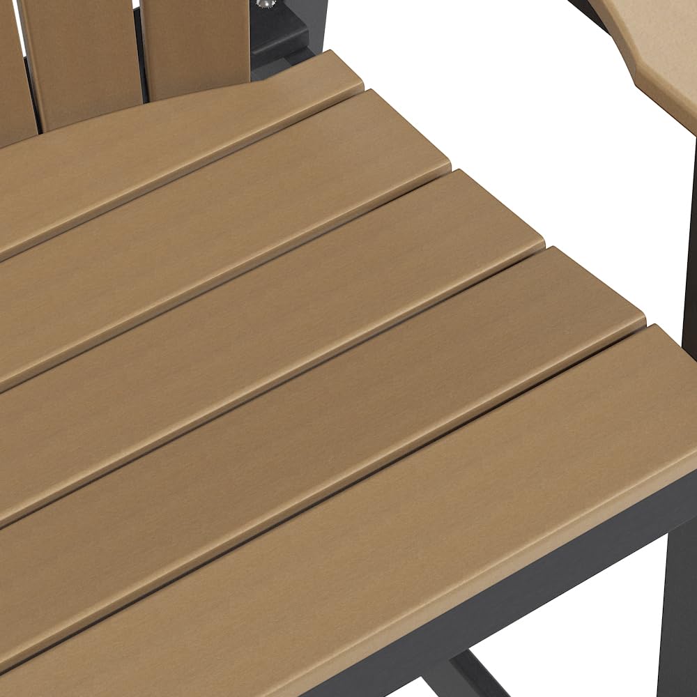 OTSUN Outdoor Tall Adirondack Chairs Set of 2, Patio Bar Stool Chair with High Back, 400lbs, Widened Arms, All-Weather Balcony Chair for Backyard, Garden, Yard - Black Brown