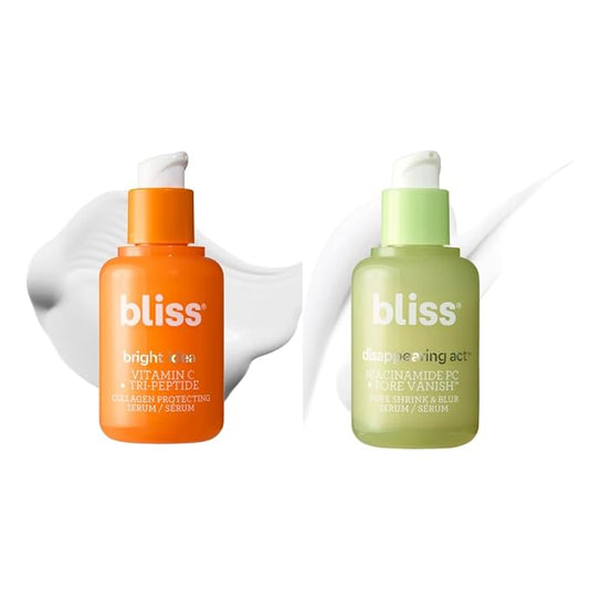Bliss Niacinamide & Vitamin C Serum Duo – Disappearing Act Pore-Minimizing Serum + Bright Idea Vitamin C Serum for Dark Spots, Uneven Tone & Radiant Skin