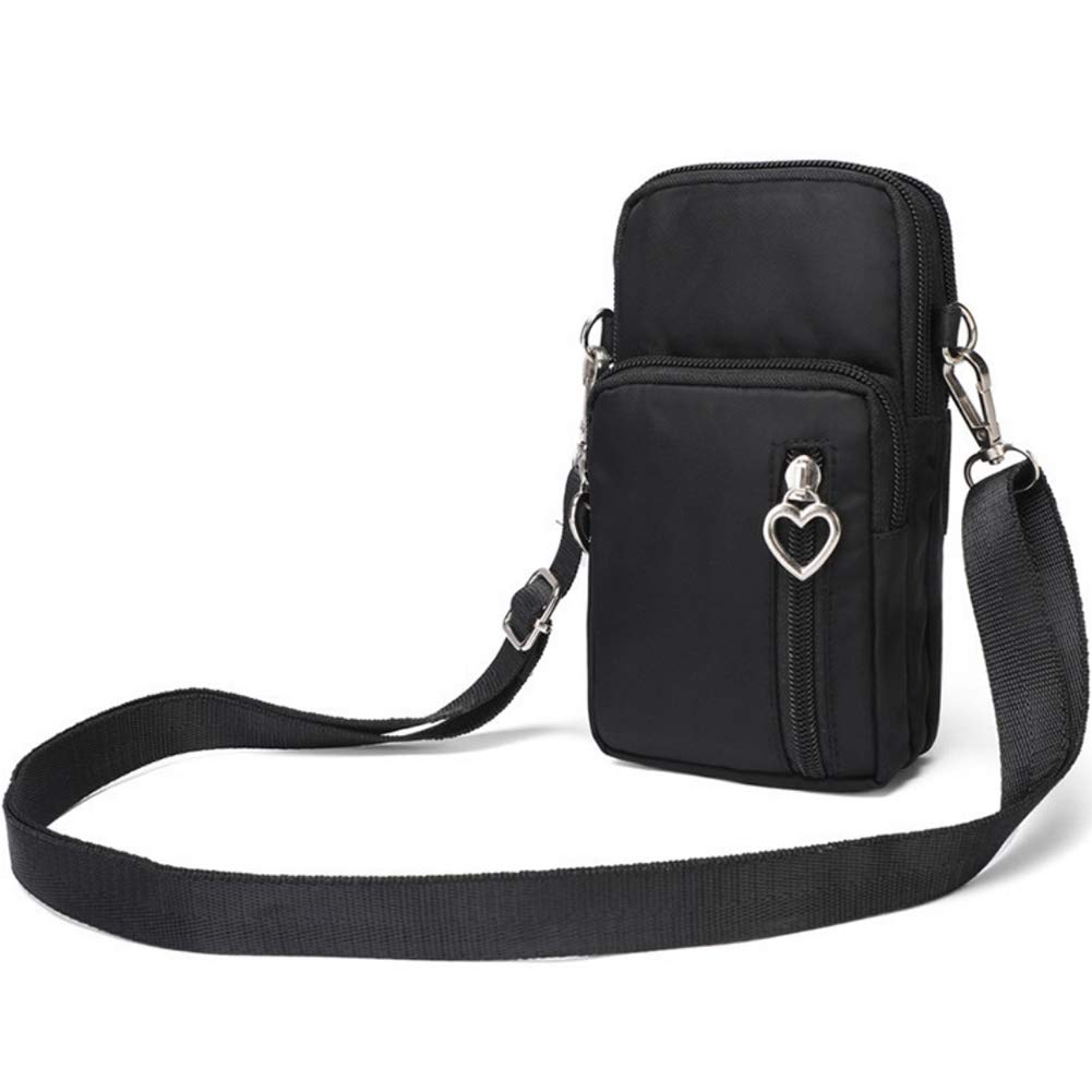 Outdoor Sweat-Proof Running Armbag Cross-Body Shoulder Casual Wallet Purse Crossbody Bag Gym Fitness Cell Phone Key Holder for iPhone 13 12 Pro Max Xs Max/Xr,Galaxy Note 10, P30 Pro,Black