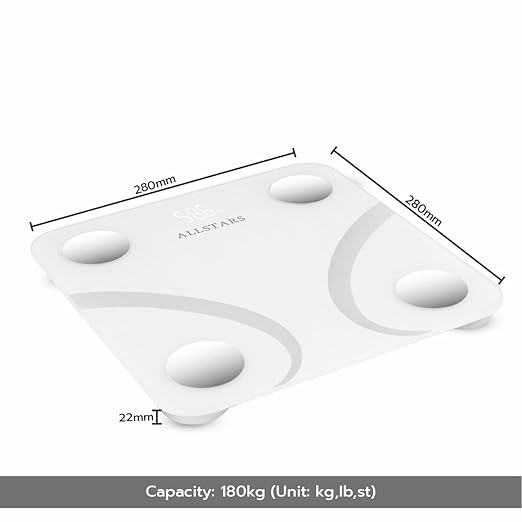 Smart Scale for Body Weight, Fat, BMI, High Precision, 396 lbs Capacity, Large LED Display, Fitness Health Scale, Smartphone App Sync - White