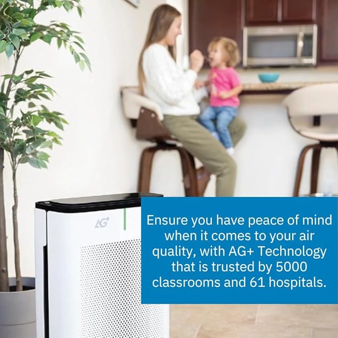 Brondell P700BB-W Pro Air Purifier Clean Air Filter With Aurabeat AG+ Technology for Bedroom, Home Office, Reduces Odor from Smoke and Pets, Includes Filters, 1655 Square Feet, White