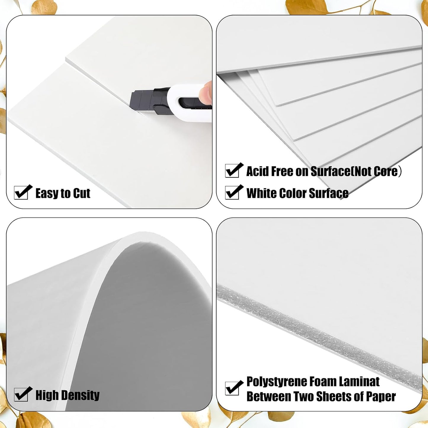 Frienda 100 Pack Foam Boards 1/8 Inch Thickness Foam Poster Boards Core Backing Board for Projects Presentation Board for School Crafts Office Art Projects (5x7x0.125 Inches,White)