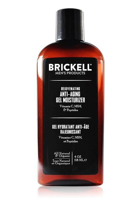 Brickell Men's Rejuvenating Anti-Aging Gel Moisturizer For Men, Natural and Organic, Fast Absorbing Moisturizer Reduces Fine Lines and Wrinkles (Scented, 4 oz)
