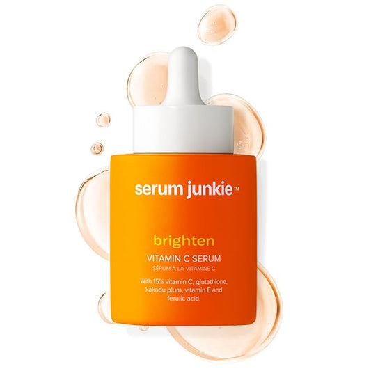 BRIGHTEN 15% Stabilized Vitamin C Serum with Glutathione, Ferulic Acid, Hexylresorcinol, Kakadu Plum, Vitamin E, Brightening, Glowing Skin, Anti-Aging 1 fl oz