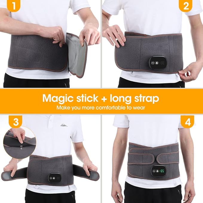 Heating Pad Back Brace with Heat and Massage,Heated Back Massage with Rechargeable Battery, Back Heat Support Belt for Men Women, Heating pad with Massager for Back