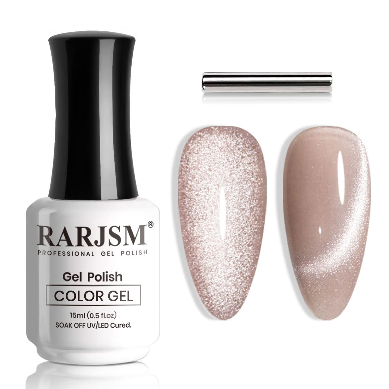 RARJSM Cat Eye Gel Nail Polish Purple Nude Gray Silver Glitter 15ml 9D Cateye Galaxy Universal Shimmer Velvet Ice Gel Polish Single Bottle with Magnetic Stick UV LED Curing Require Soak Off Home Salon