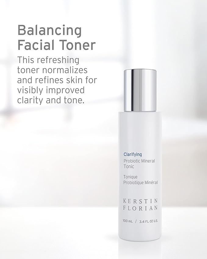 Kerstin Florian Clarifying Probiotic Mineral Tonic | Detoxifying Toner for Face & Body | Natural Skincare to Clarify and Regulate Oily Skin & Clear Pores | Gentle Formula for Women & Men (3.4 fl oz)
