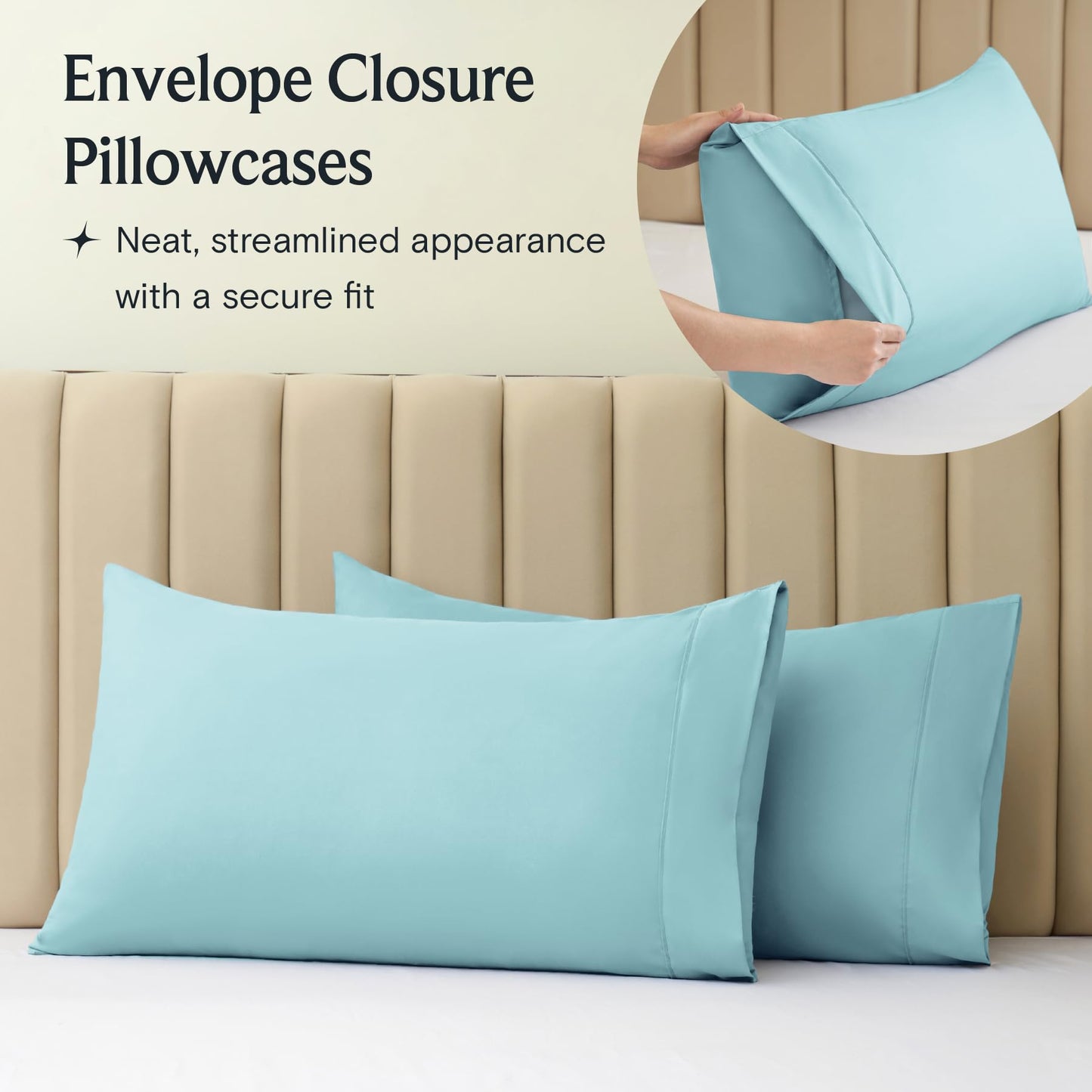 LuxClub 4 PC Queen Sheet Set, Queen Size, Deep Pockets 18" Wrinkle Free Cooling Bed Sheets Machine Washable Hotel Bedding Silky Soft - Aqua Queen