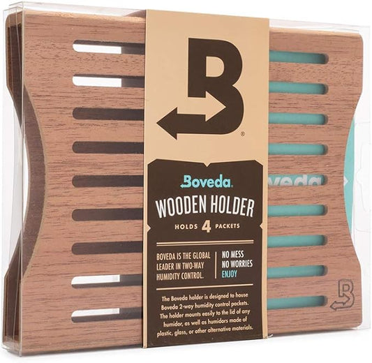 Boveda Cedar Wooden Humidity Pack Holder - For Use With Four Size 60 Boveda Side-by-Side (Sold Separately) - Includes Magnetic and Removable Tape Mounting Kits – 1 Count