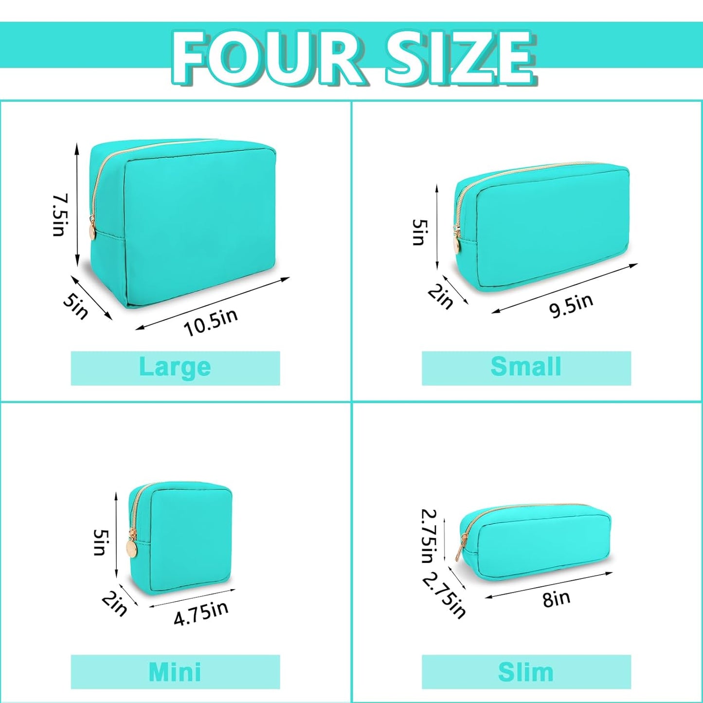 Small Makeup Pouch for Purse, Nylon Travel Toiletry Storage Pouch Cute Preppy Cosmetic Bag for Women Girls, Waterproof Makeup Organizer Skincare Bag Purse with Zipper (Small-Cotton Candy)