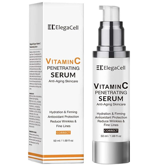 ElegaCell Vitamin C Serum for Women Over 70 - Advanced Anti-Aging Vitamin C Face Super Serum for Mature Skin 1.69 fl oz pack of 1