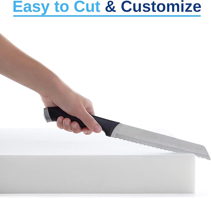 FoamRush 6" x 48" x 75" Gel Memory Foam Mattress Replacement, Travel Comfort, Pressure Relief Support, Made in USA, Camper Trailer Truck, Cover Not Included, Three Quarter Size.