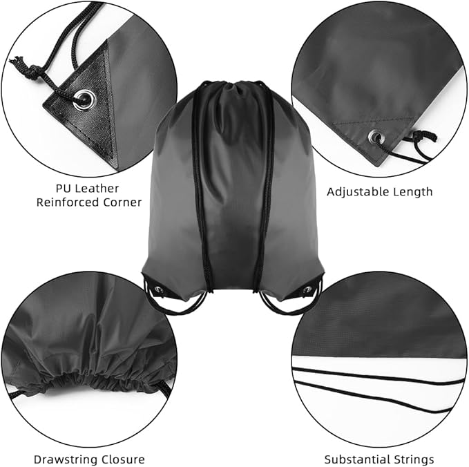 GoodtoU Drawstring Backpacks, Drawstring Bags Bulk Cinch Sack Drawstring Gym Bag for Sport, Traveling, Team (20Pcs, Grey)