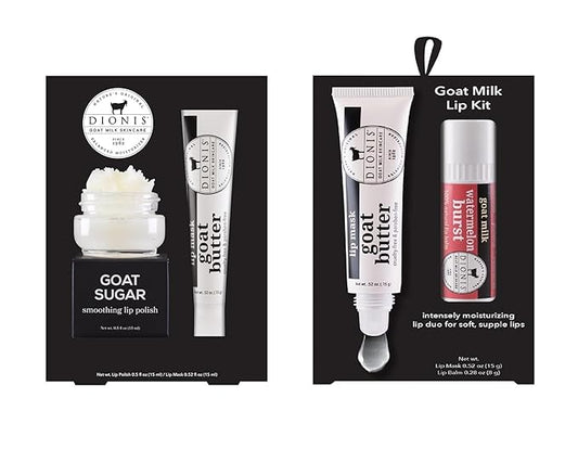 Dionis Lip Care Bundle – Original Sugar Scrub & Overnight Mask + Watermelon Lip Mask & Balm Kit with Goat Milk, Jojoba & Moringa Oils for Smooth, Hydrated Lips