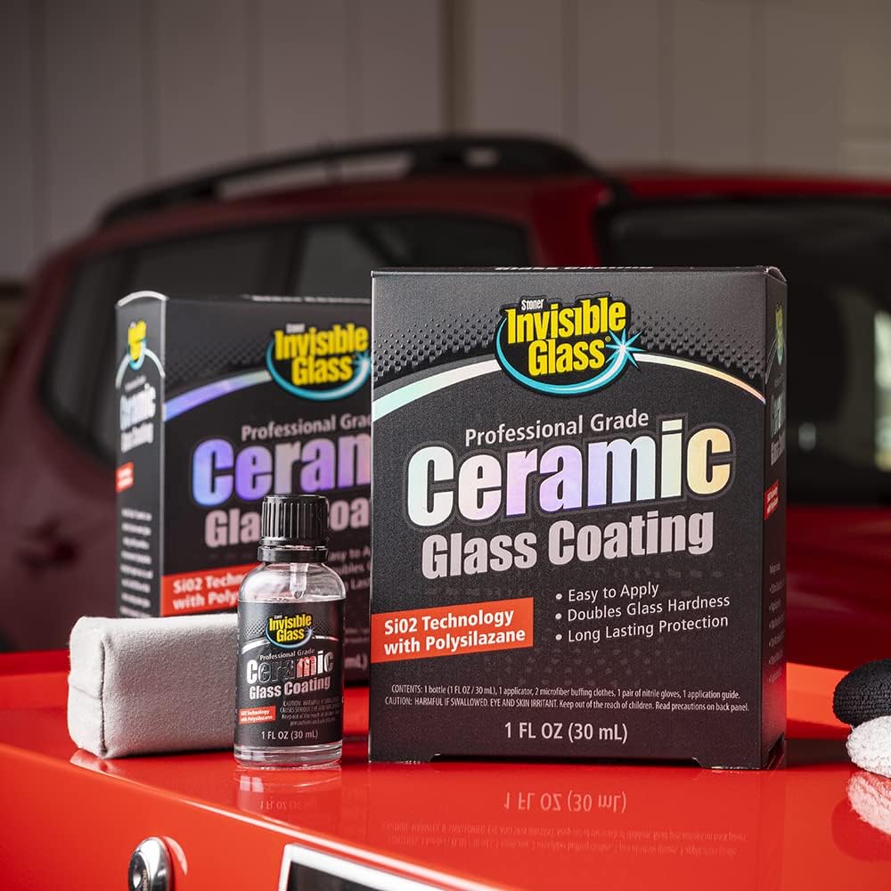 Invisible Glass 99607 Glass Care Kit – Clean with Aerosol Glass Cleaner, Strip Water Spots with Glass Stripper, Protect with Ceramic Coating for Long-Lasting Hydrophobic Protection