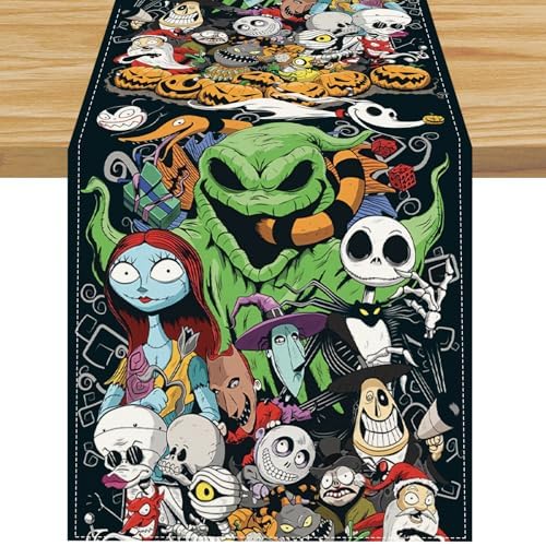 Linen Christmas Halloween Table Runner Christmas Decorations and Supplies for Home Kitchen Dining Room Table