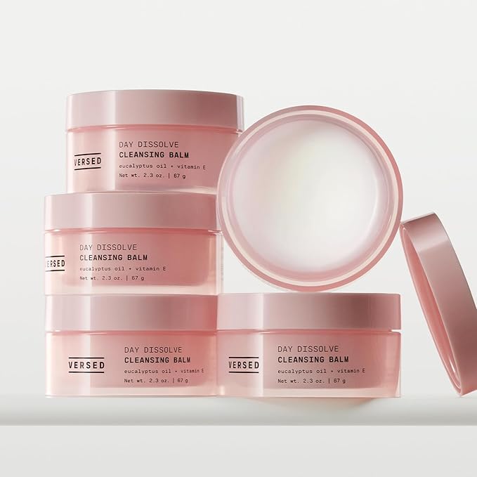 Versed Day Dissolve Cleansing Balm - Makeup Melting Balm Infused with Vitamin E + Eucalyptus Oil to Calm Skin - Oil Based Double Cleanser with Avocado + Jojoba (0.6 oz)