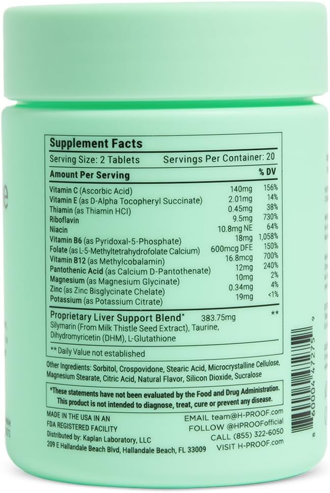 The Anytime You Drink Vitamin, Liver Health & Immunity Support with Electrolytes, Milk Thistle, and Vitamins B & C - 40 Chewable Tablets (20 Servings), Vegan, Tangerine
