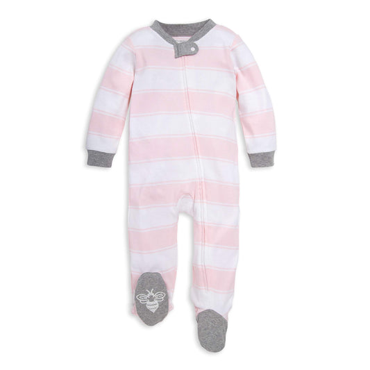 Burt's Bees Baby Girls' Organic Cotton Sleep and Play Footed Pajamas, One-piece Zip Front Romper, Baby Essentials