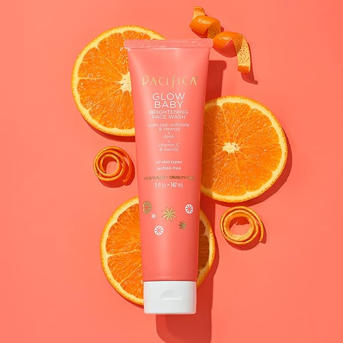 Pacifica Beauty Glow Baby Brightening Face Wash Set, Skincare, Face Cleanser, Exfoliator, AHA, Even Skin Tone, VItamin C, Vanilla, Sulfate and Paraben Free, Vegan, 5 fl oz Each (Set of 2)
