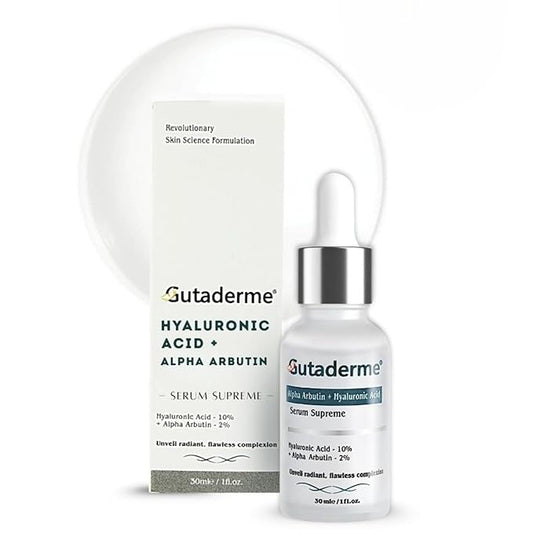 Brightening & Glow Face Serum with Alpha Arbutin 2% + Hyaluronic Acid 10% - Reduces Dark Spots, Fine Lines - Multi-Depth Hydration Serum for Radiant Skin - 1fl. oz