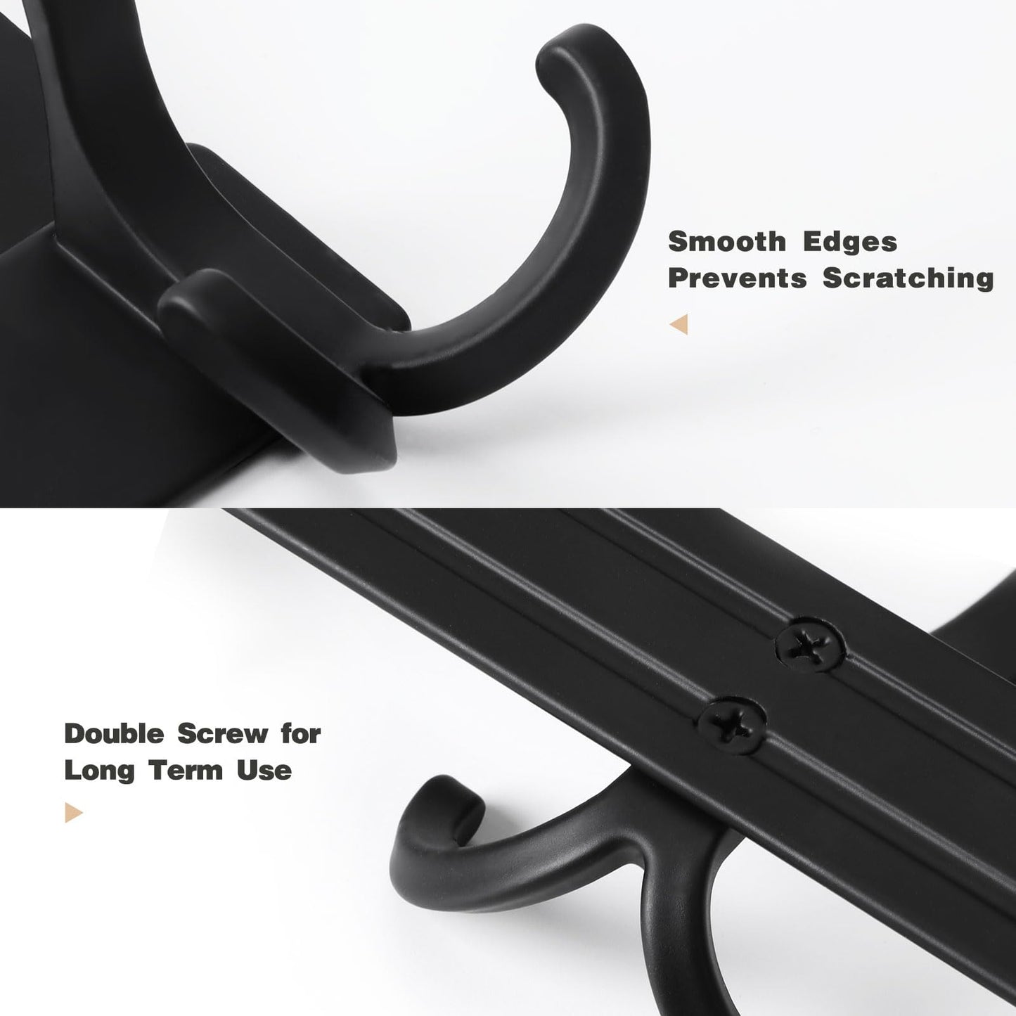 Optish Over The Door Hooks for Hanging, Over The Door Hanger, Over The Door Towel Rack for Bathroom with 5 Triple Coat Hooks, Bathroom Towel Holder Towels Hanger (Black, 1 Pack)