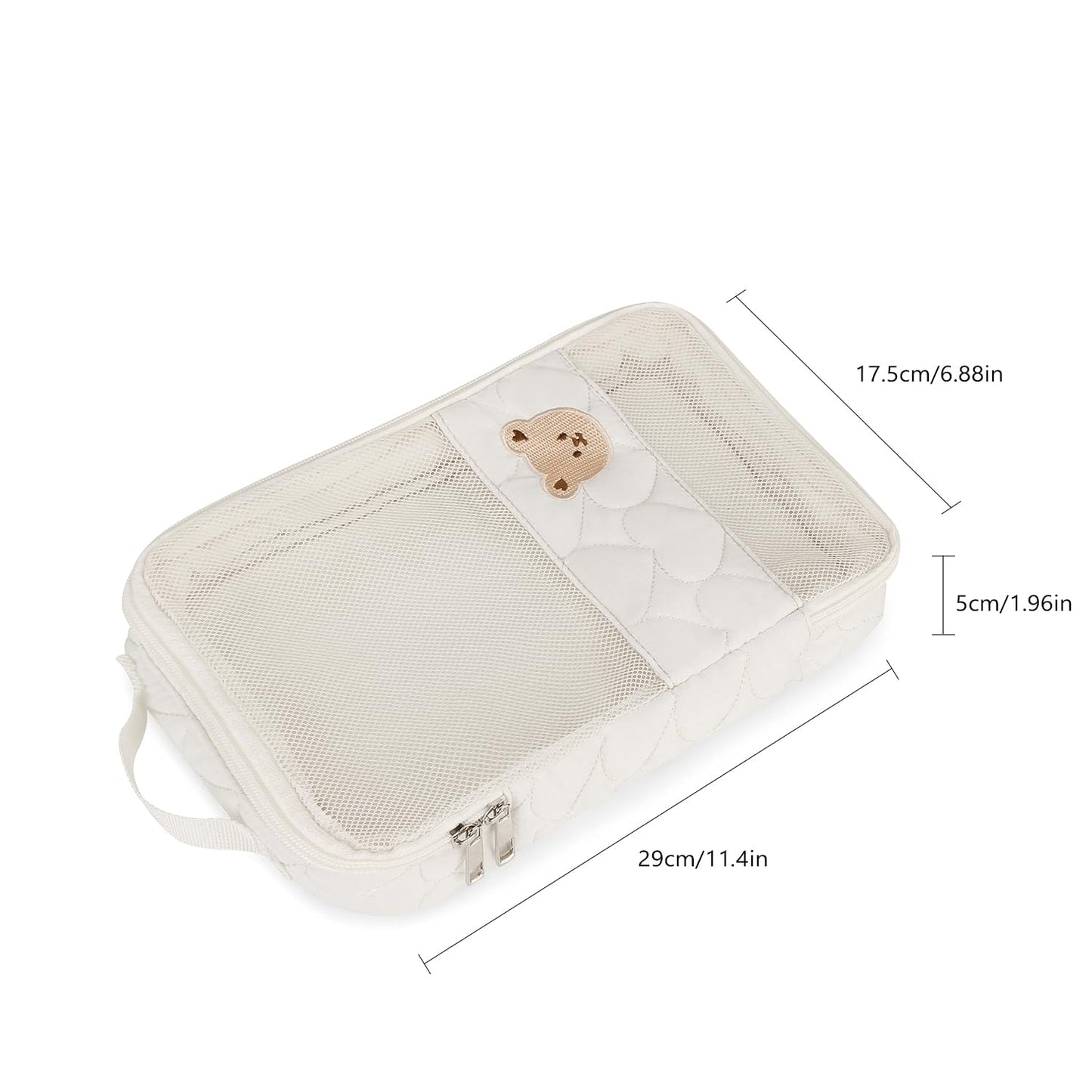 Baby Diaper Organizer - 2 Pack Waterproof Pouches, Mesh Bag, Reusable, Washable or Cloth Diapers (White)