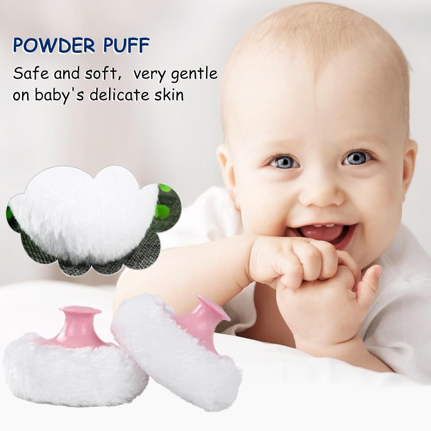 Body Powder Puff and Container for Dusting Powder, Women Powder Puff and Powder Case for Bath and Travel (Flower Song)