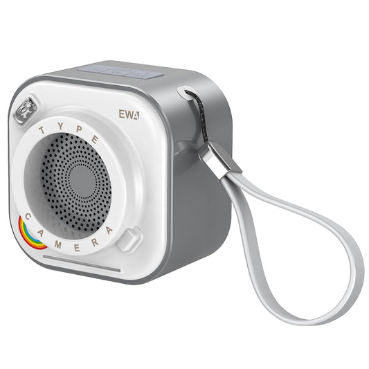 EWA A110 Portable Bluetooth Speaker, Wireless with Flashlight, 12HR Playtime, TF Card Support, Small Stereo Speaker for Travel, Home, Party (GrayWhite)